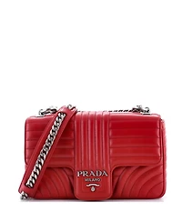 Pre-Owned Prada Medium Chain Flap Shoulder Bag Diagramme Quilted Leather