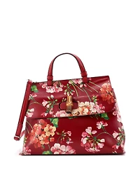 Pre-Owned Gucci Small Bamboo Daily Top Handle Bag Blooms Print Leather