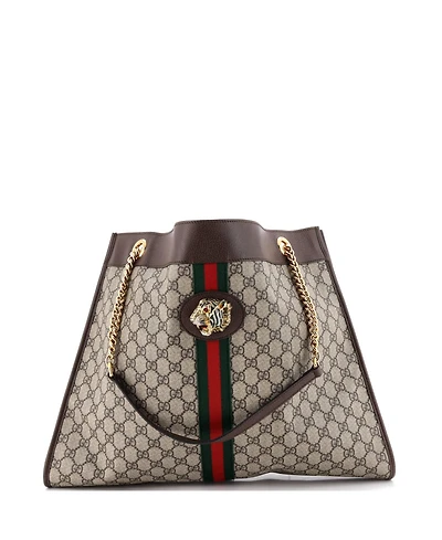 Pre-Owned Gucci Large Rajah Chain Tote Gg Coated Canvas