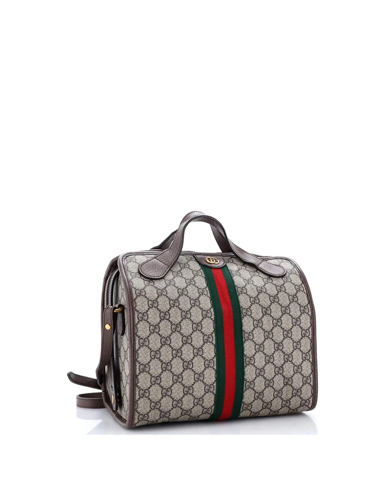 Pre-Owned Gucci Mini Ophidia Fold Over Duffle Bag Gg Coated Canvas