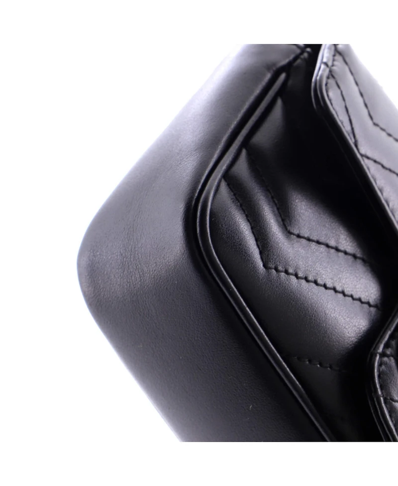 Pre-Owned Gucci Super Mini Gg Marmont Flap Bag Matelasse Leather