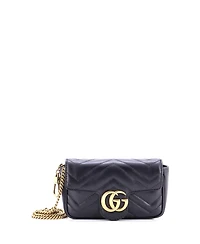 Pre-Owned Gucci Super Mini Gg Marmont Flap Bag Matelasse Leather
