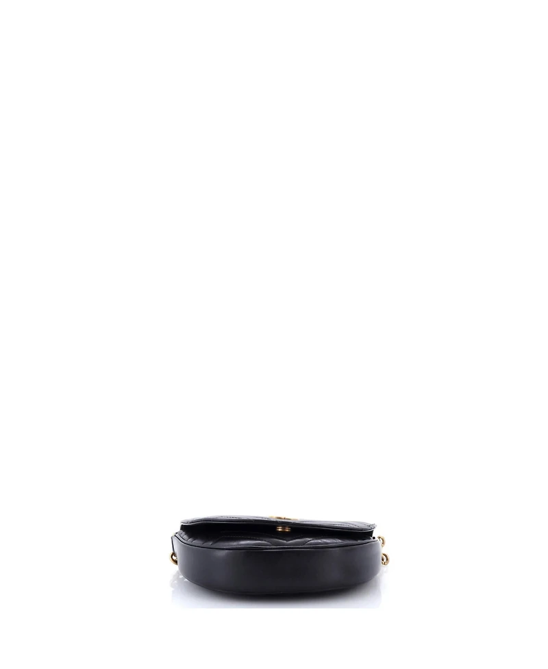 Pre-Owned Gucci Mini Gg Marmont Half Moon Flap Crossbody Bag Matelasse Leather