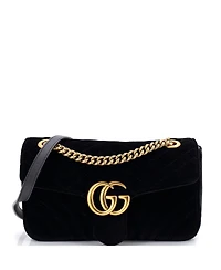 Pre-Owned Gucci Small Gg Marmont Flap Bag Matelasse Velvet