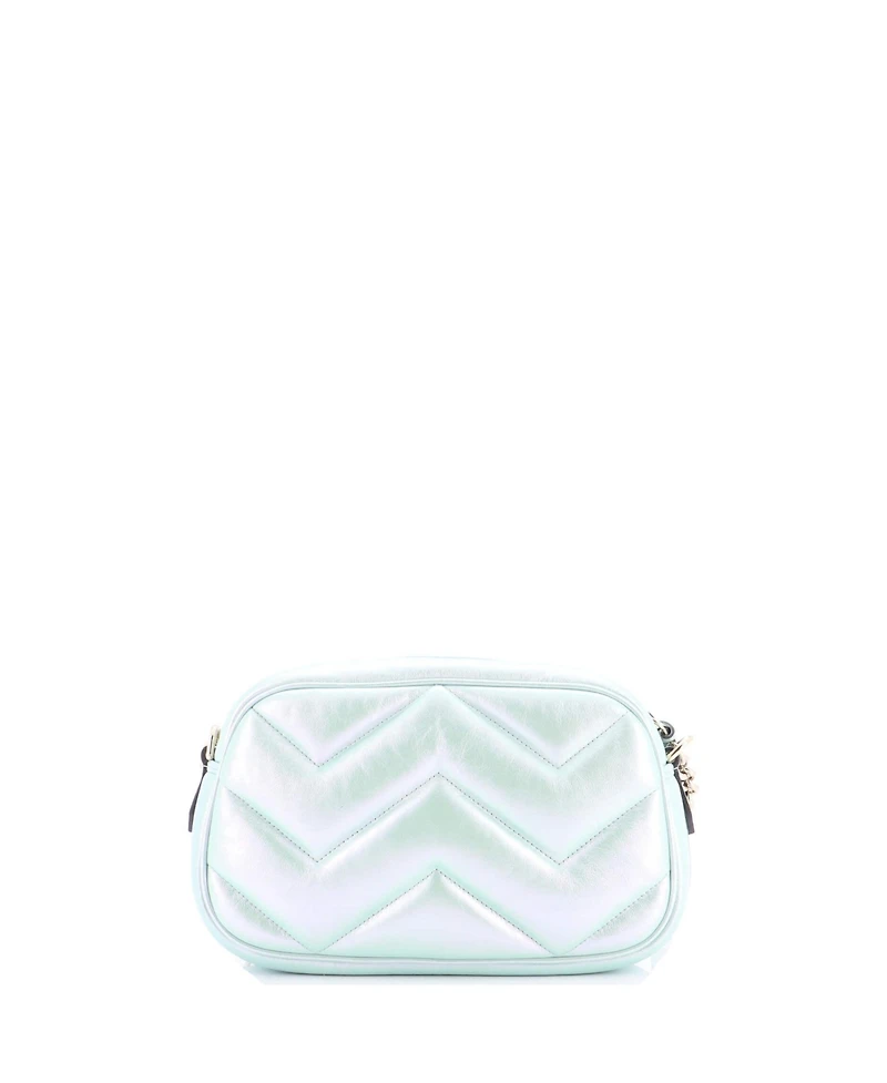 Pre-Owned Gucci Small Gg Marmont Shoulder Bag Chevron Iridescent Leather