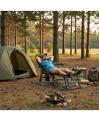 Sugift Oversized Foldable Fishing Chair with Detachable Footrest