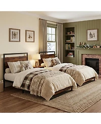 gaomon Twin Platform Bed Frame with Wood Headboard and Footboard, 6" Underbed Storage, No Box Spring, Easy Assembly, 2-Pack