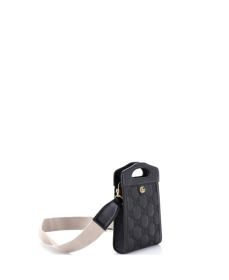 Pre-Owned Gucci Mini Top Handle Crossbody Bag Gg Matelasse Leather