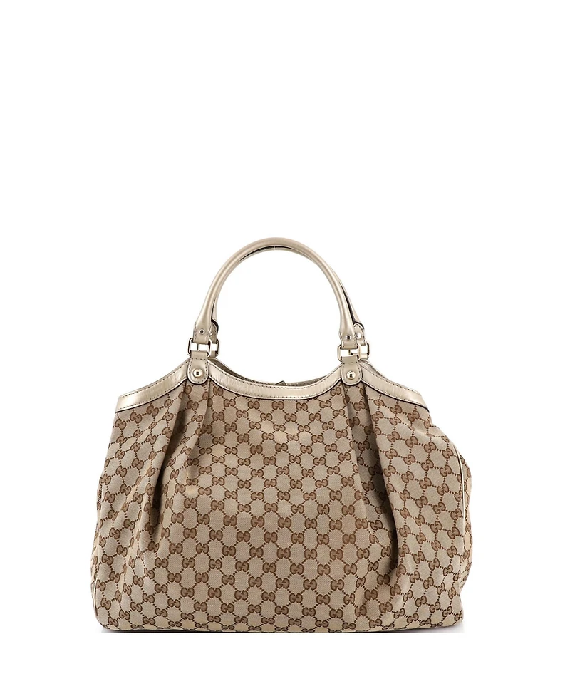 Pre-Owned Gucci Large Sukey Tote Gg Canvas with Leather