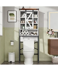 Yigii Adjustable Shelves Over Toilet Cabinet with Barn Door