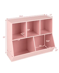 Sugift 5 Cube Wooden Kids Toy Storage Organizer with Anti Tipping Kit