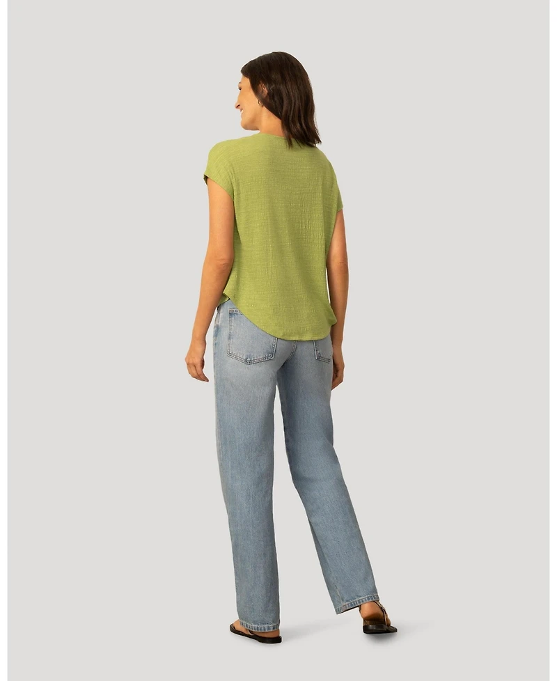 Cable & Gauge Women's Braided Trim Crinkle Tee