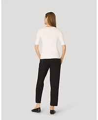 Cable & Gauge Women's Elbow Sleeve Pick Stitch Trim Sweater