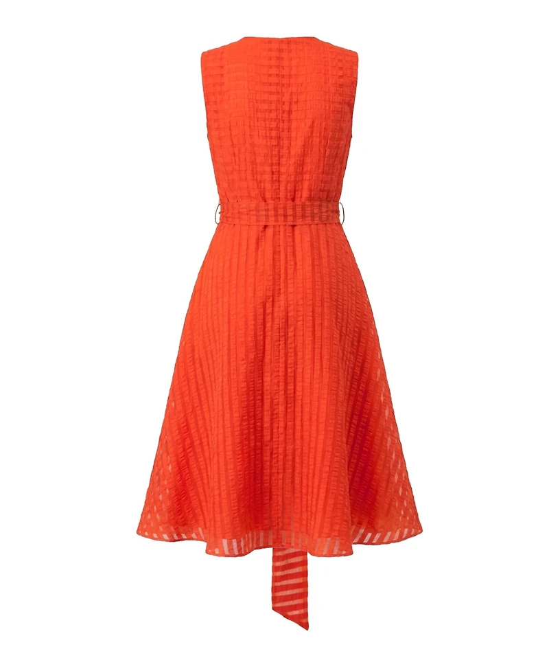 Ivonne Women's Midi A-Line Dress with Waist Tie