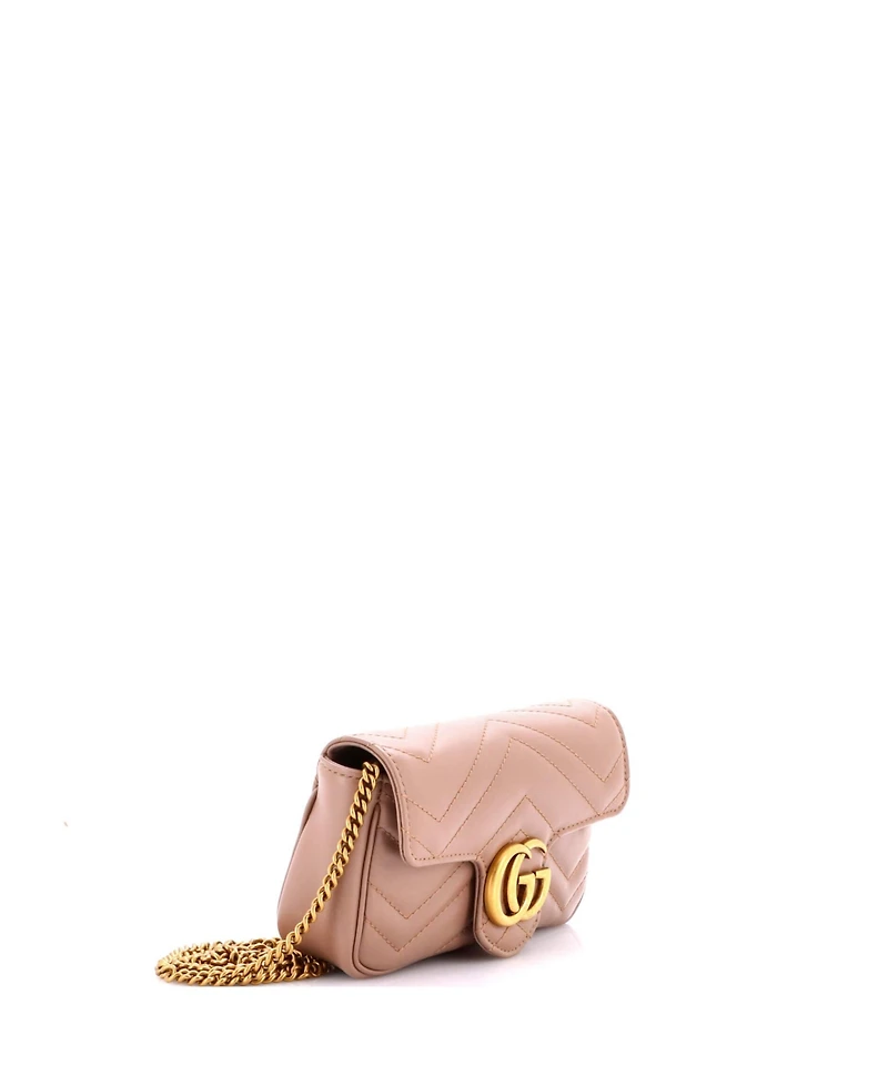 Pre-Owned Gucci Mini Gg Marmont Flap Bag Matelasse Leather