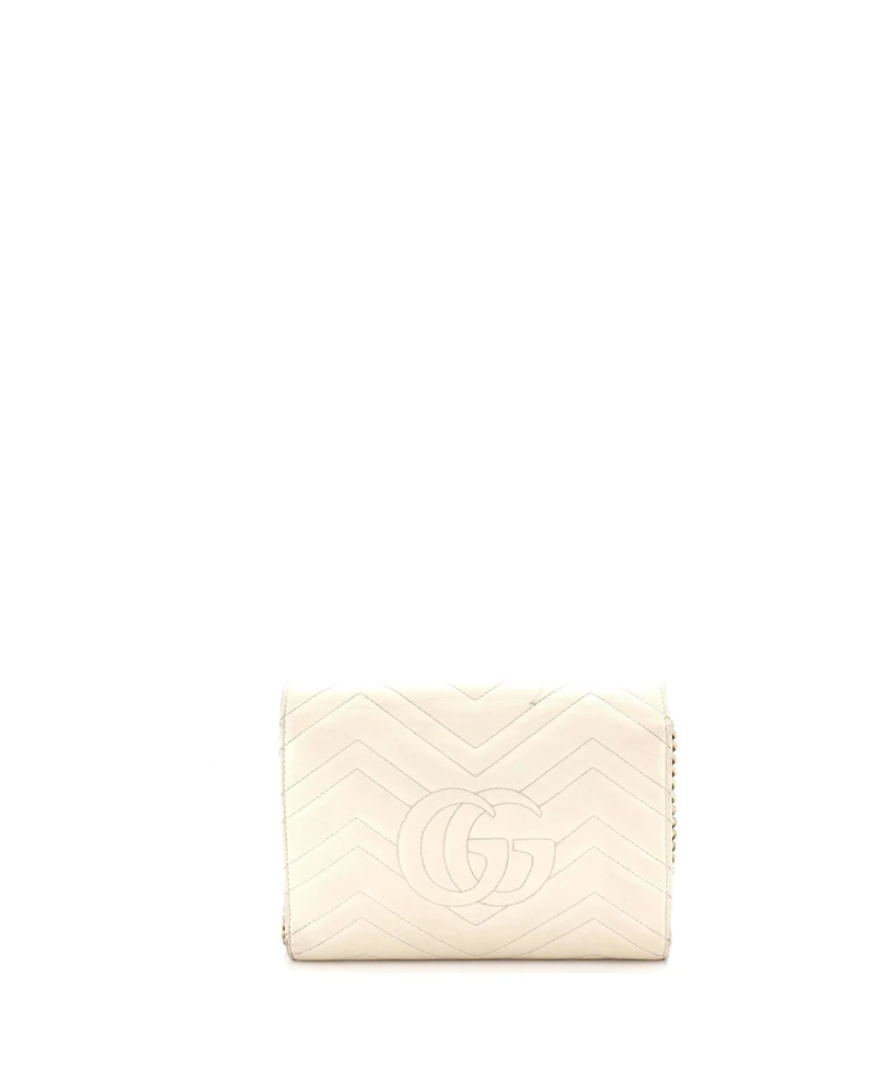Pre-Owned Gucci Mini Gg Marmont Chain Wallet Matelasse Leather