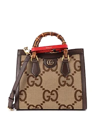 Pre-Owned Gucci Small Diana Nm Bamboo Handle Tote Jumbo Gg Canvas