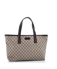 Pre-Owned Gucci Medium Plus Tote Gg Coated Canvas with Leather