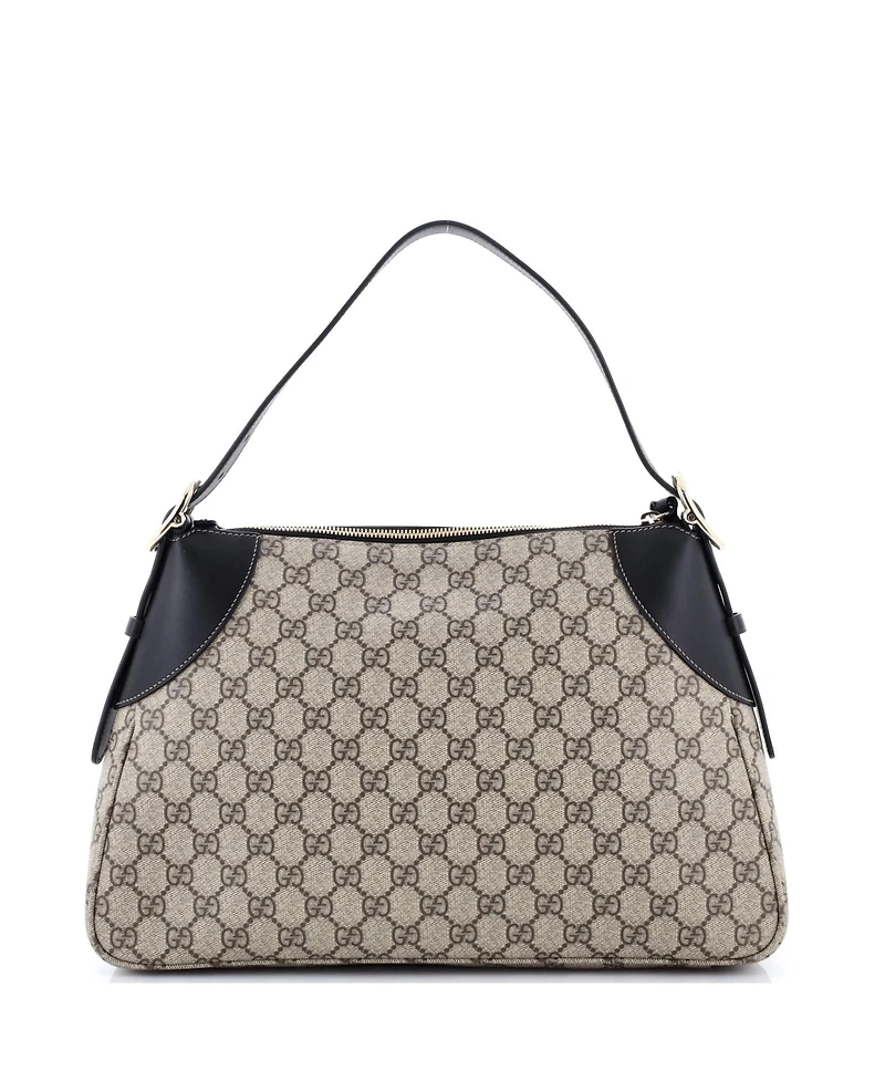 Pre-Owned Gucci Large Emblem Shoulder Bag Gg Coated Canvas with Leather