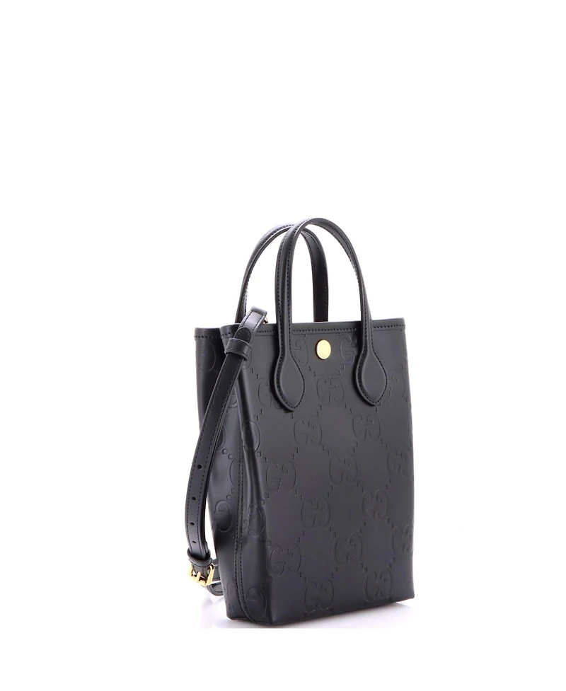 Pre-Owned Gucci Mini Vertical Tote Gg Embossed Leather