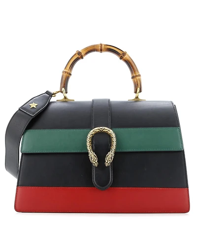 Pre-Owned Gucci Large Dionysus Bamboo Top Handle Bag Colorblock Leather