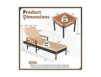 Slickblue Adjustable Patio Rattan Lounge Chair with Built-In Side Table