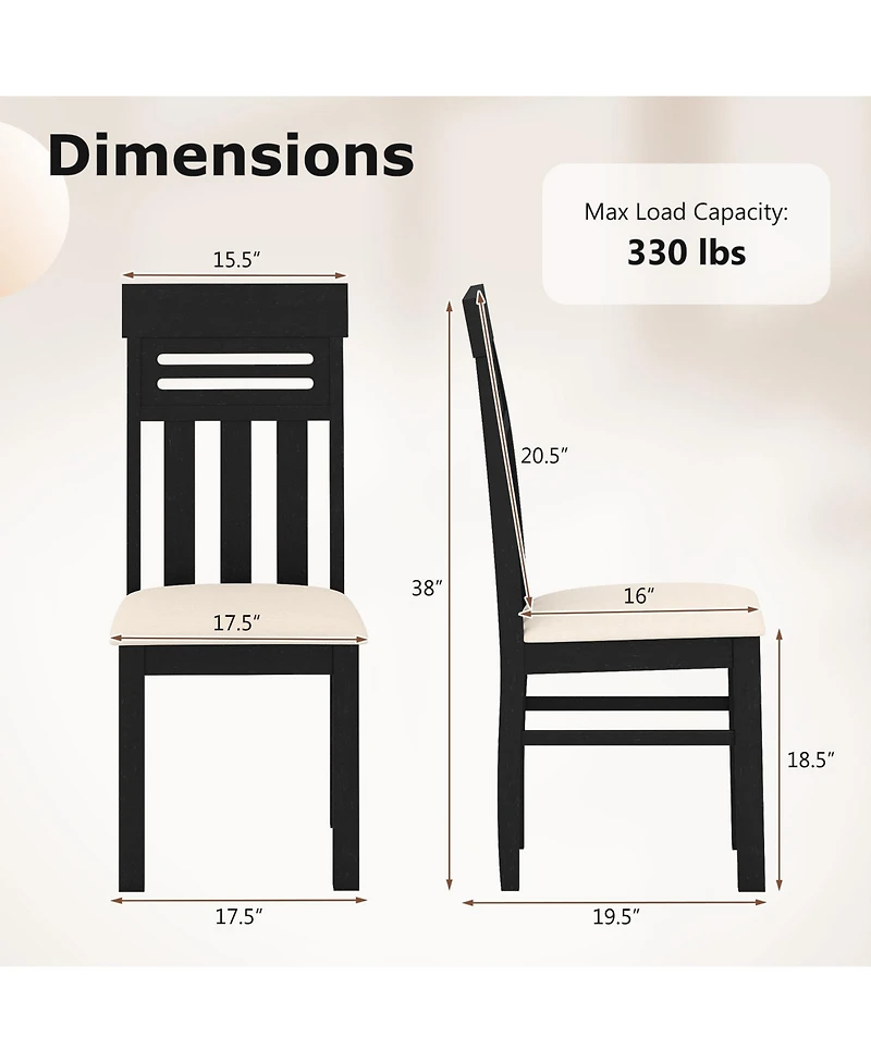 Gymax Dining Chairs Set of 4 Pu Leather Farmhouse Side for Kitchen Living Room