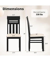 Gymax Dining Chairs Set of 4 Pu Leather Farmhouse Side for Kitchen Living Room