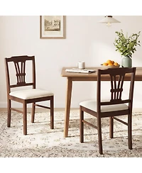 Gymax Wooden Dining Chairs Set of w/Rubber Wood Frame Hollowed Backrest for Kitchen