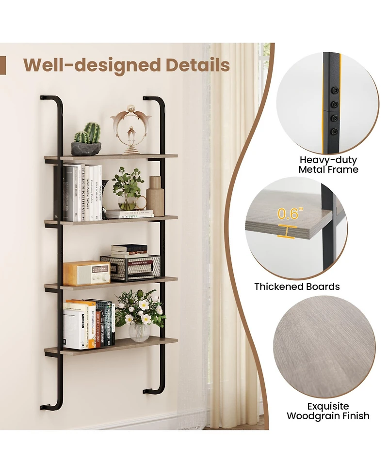 Sugift Industrial Four Tier Pipe Shelving with Metal Frame