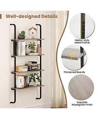 Sugift Industrial Four Tier Pipe Shelving with Metal Frame