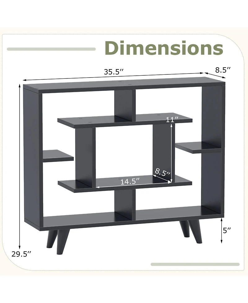 Sugift Geometric Storage Bookcase with Shelves and Anti Tipping Kit