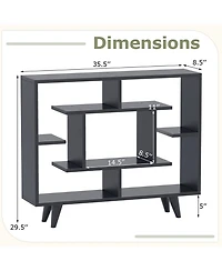 Sugift Geometric Storage Bookcase with Shelves and Anti Tipping Kit