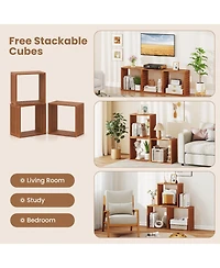 Sugift Solid Wood Cube Bookcase Stacking Storage with Open Design