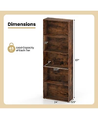 Sugift Five Tier Freestanding Bookshelf Storage Organizer Display Unit