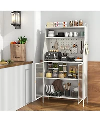 Sugift Five Tier Metal Bakers Rack with Flip Door and Pegboard