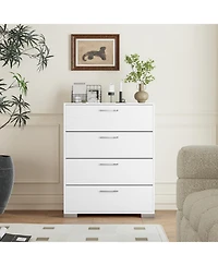 Sugift Four Drawer Storage Cabinet with Metal Legs and Safety Design
