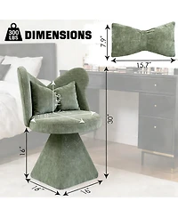 Rainsken Vanity Chair with Butterfly Back, 360° Swivel Lounge Chair, Chenille Makeup Chairs with Sturdy Pyramid Base for Living Room, Bedroom