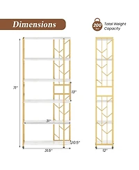 Slickblue 6-Tier Bookshelf Modern Geometric Bookcase with Heavy-duty Metal Frame and Anti-tipping