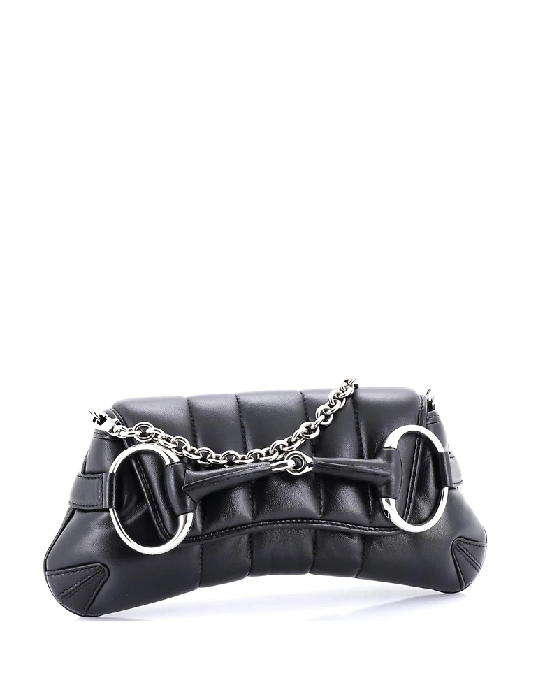 Pre-Owned Gucci Small Horsebit Chain Shoulder Bag Vertical Quilted Leather