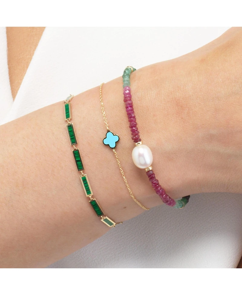 The Lovery Mini Turquoise Single Clover Bracelet 14K Gold