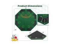 Hongge 48 Inch 8-Player Foldable Poker Table Top with Carrying Bag and Cup Holders