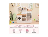 Hongge Kids Kitchen Set Wooden with Coffee Makers and Accessories