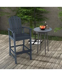 Gymax Set Of 2 Outdoor Hdpe Bar Height Stool Patio Tall Chair Armrest Footrest All Weather