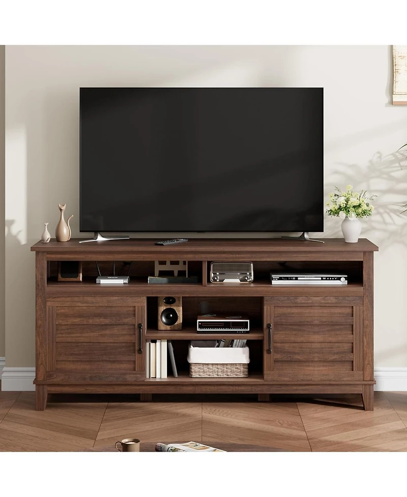gaomon Tv Stand for 63 in, Entertainment Center with Adjustable Shelves, Farmhouse Cabinet Doors,for Living Room