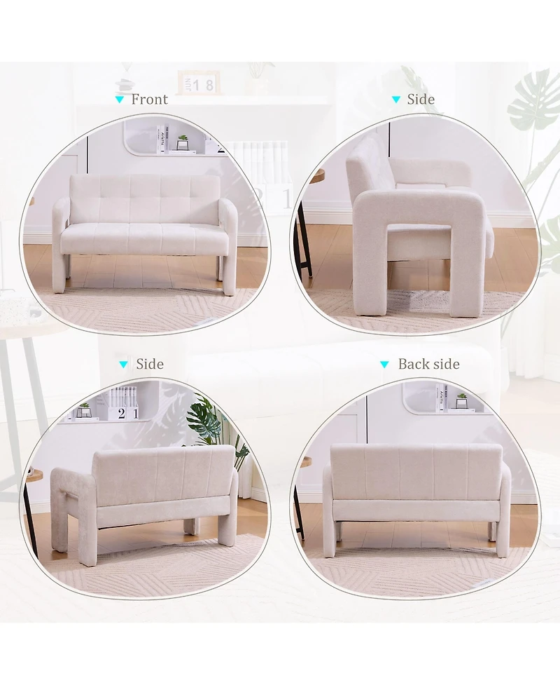 Boyel Living Modern Double Armchair Room & Bedroom Compact Upholstered Sofa Leisure Comfortable Seating with Dual Armrests