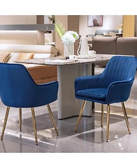 Boyel Living Velvet Dining Chair Modern Mid-Back Accent Chairs with Gold Plated Legs, Upholstered for Room