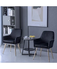 Boyel Living Velvet Dining Chair Set of 2, Modern Mid-Back Accent Chairs with Gold Plated Legs, Upholstered for Room