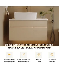 Busdays 31.5 Inches Floating Single Small Bathroom Vanity with Sink