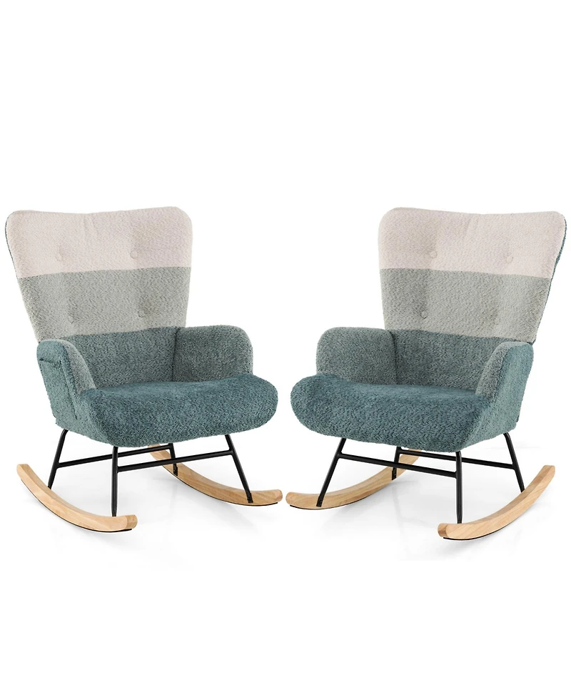 Sugift Nursery Rocking Chair with Ergonomic Armrests and High Back